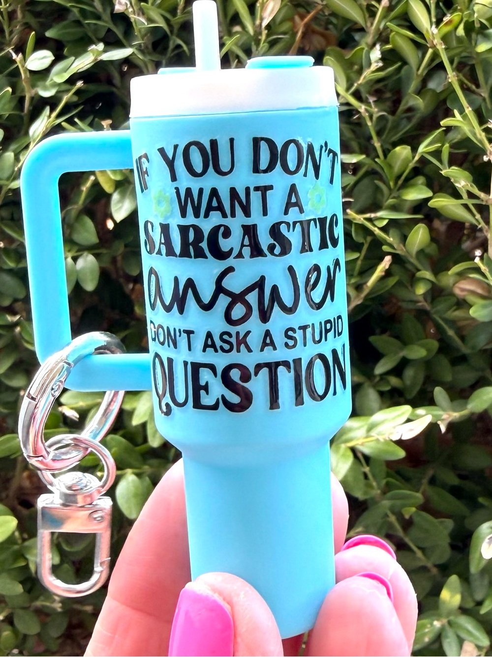 Keychain lip balm holder Stanley-inspired water bottle replica gift idea